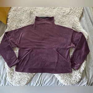 Prana purple velour sweatshirt top blouse Size Medium chest 42” Length 21”